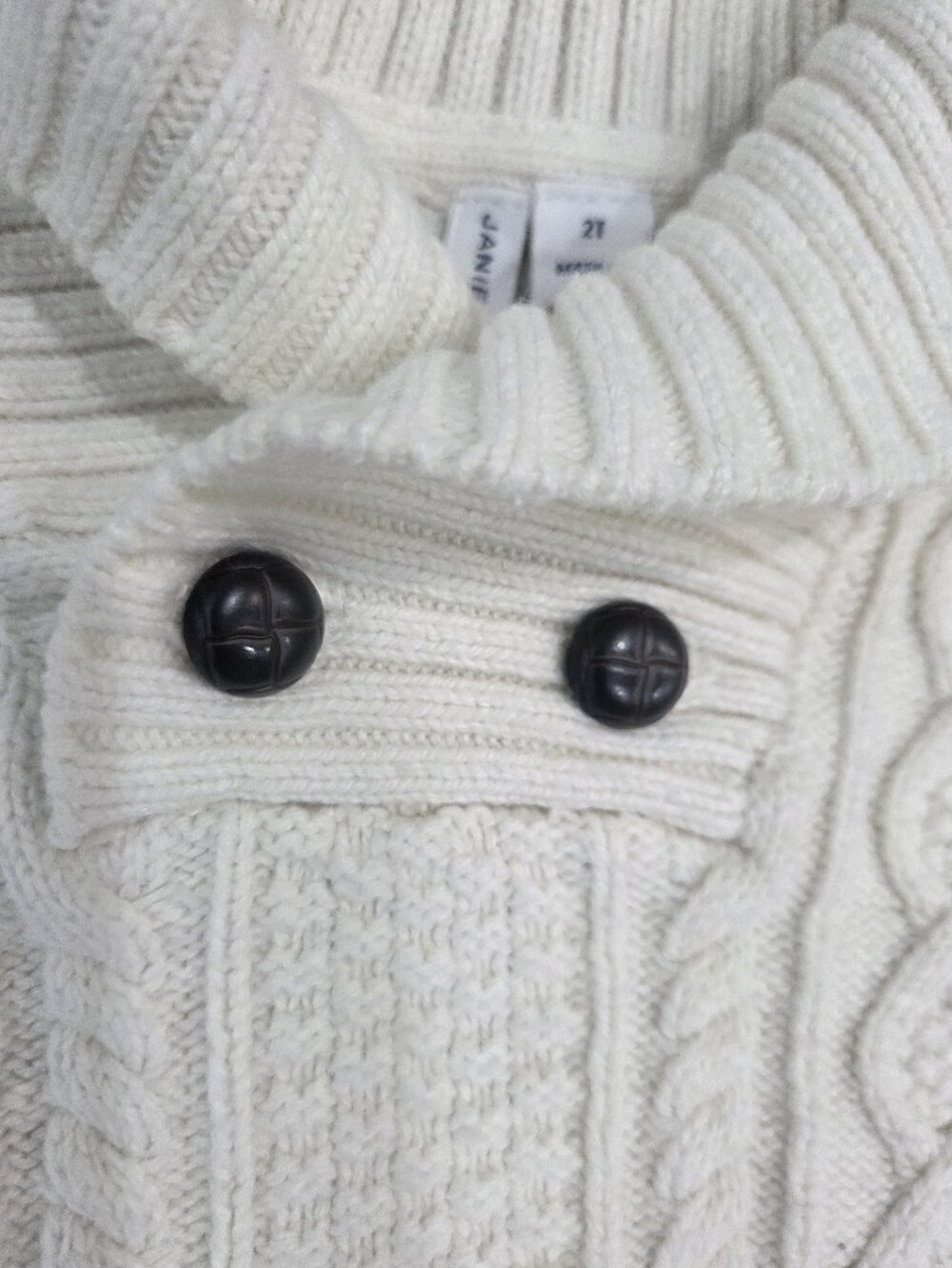 Janie and Jack Ivory Cable-Knit Shawl Collar Sweater Sz.2T(w5) - Picture 5 of 8